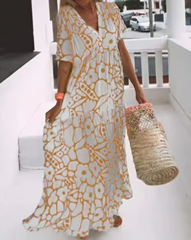Nadin | Abstract V-Neck Maxi Dress