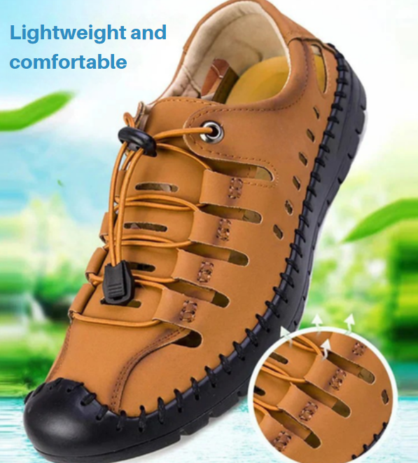 Ethan™ | Aviator Leather Sandals with Wrapped Toe