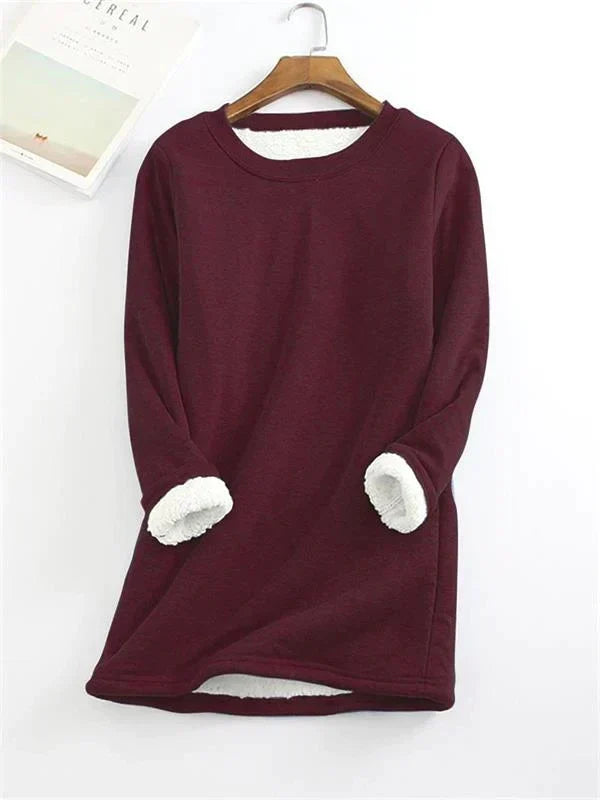 Tina - Comfortable fleece jumper - Sweater - Wine red / S