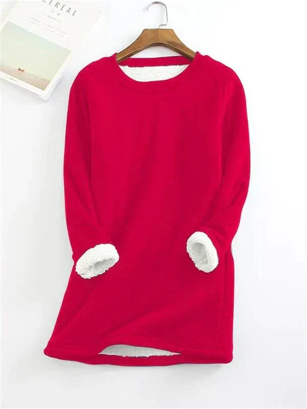 Tina - Comfortable fleece jumper - Sweater - Dark red / S
