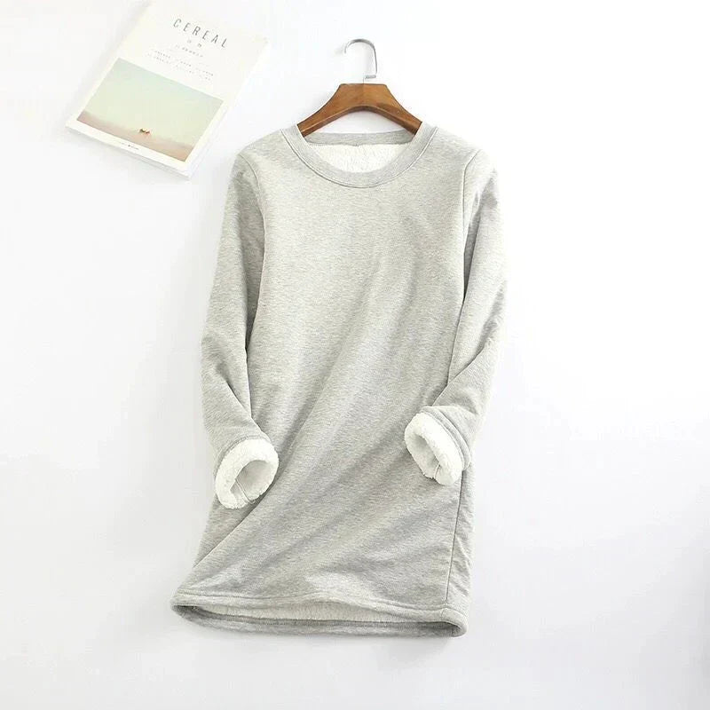 Tina - Comfortable fleece jumper - Sweater - Light grey / S