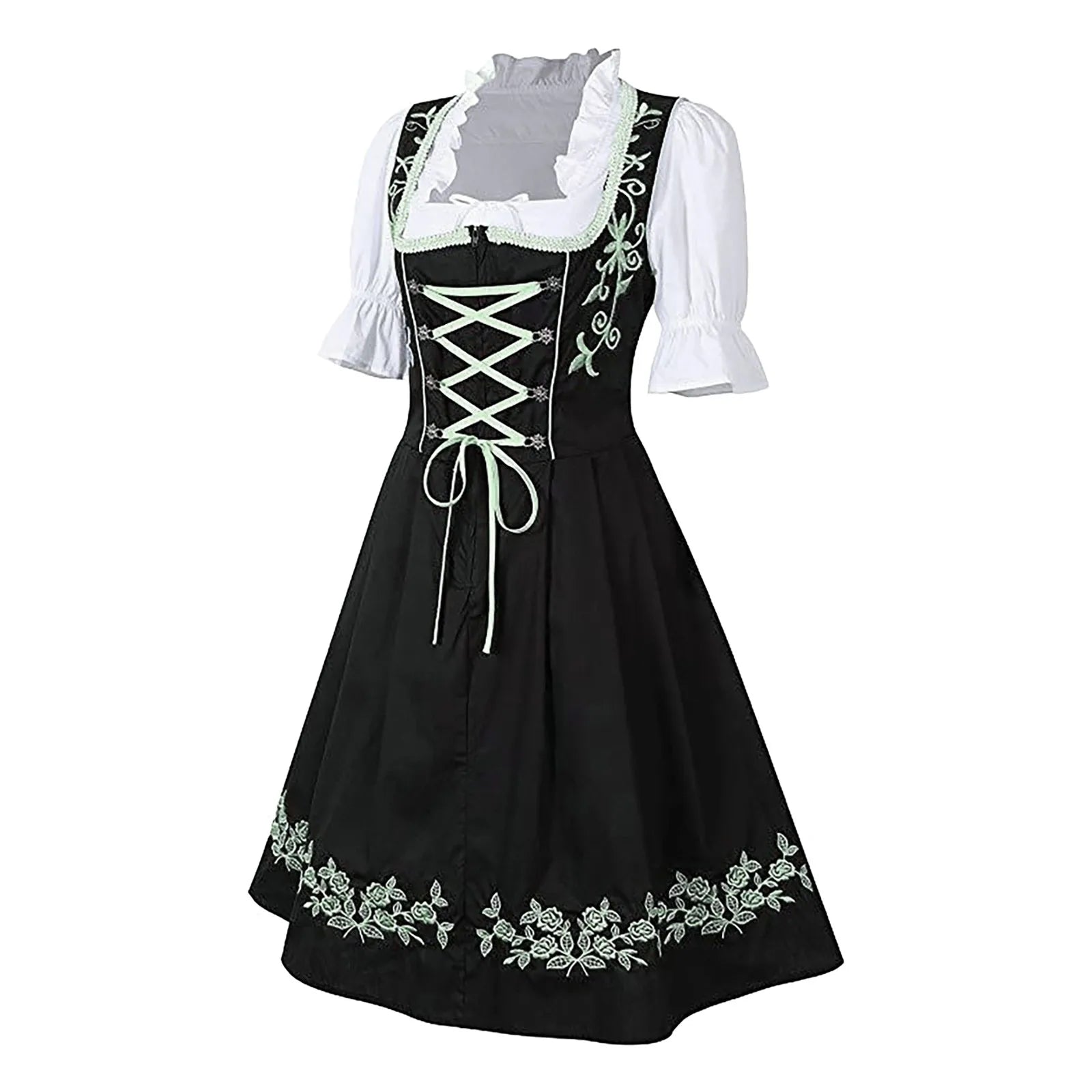 Liesel| Oktoberfest dress with bow tie apron - Green / S