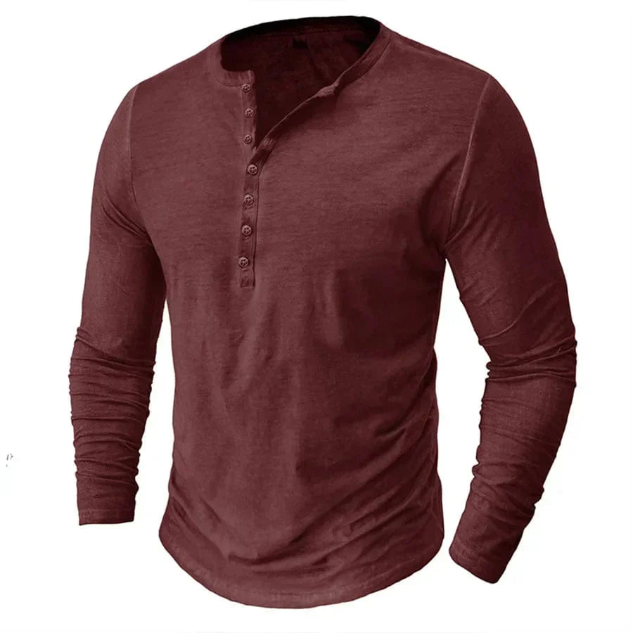 Scott - Button placket long sleeve - Bordeaux red / S
