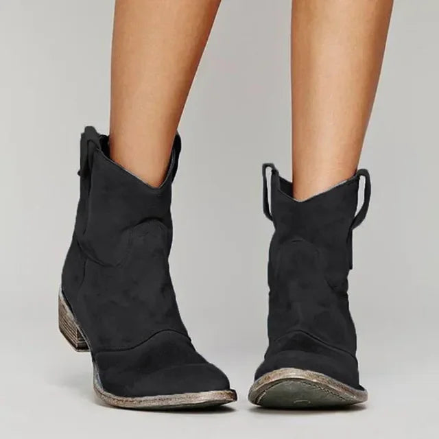 Rina™ | Retro cowboy ankle boots - Boots - Black / 35