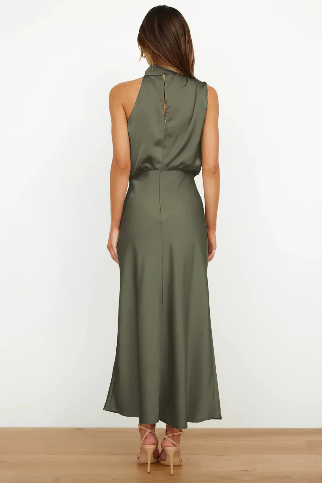 Rochelle | Feminine Satin Dress with Halter Neckline