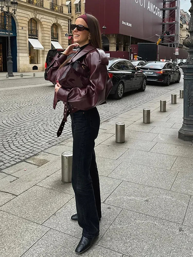 Janina - Stylish leather jacket for women - S