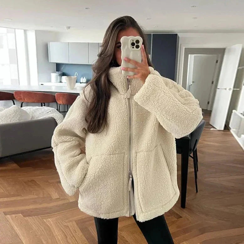 Ted | Oversized warm teddy coat - Brown / S