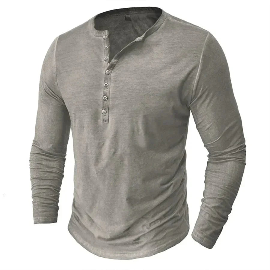 Scott - Button placket long sleeve - Taupe / S