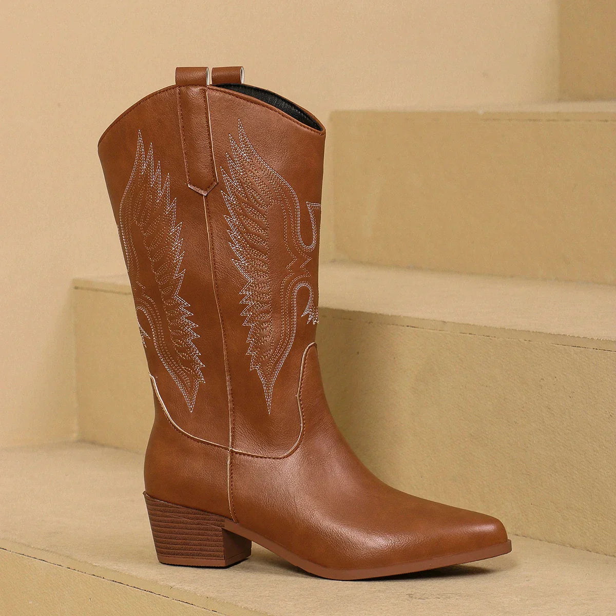 Regina | Stylish cowboy boots for women - Ivory / 36