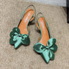 Nadja | Elegant women's kitten heels - Green / 36