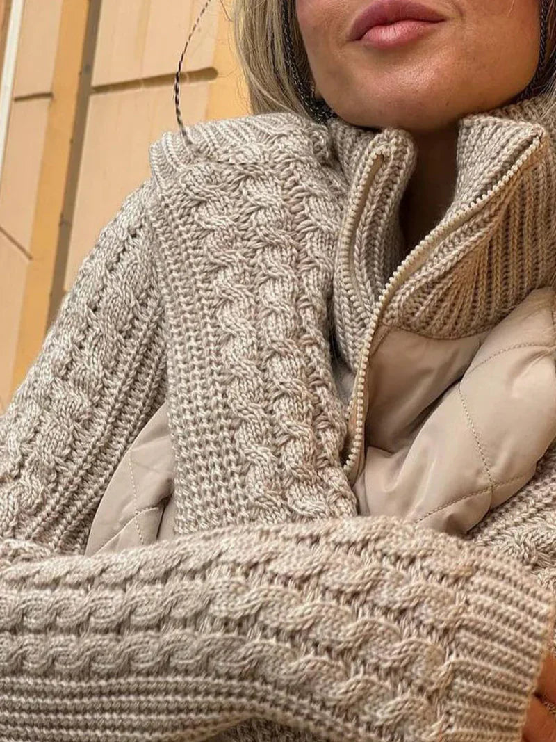 Nerida™ | Warming knitted cardigan - Khaki / S