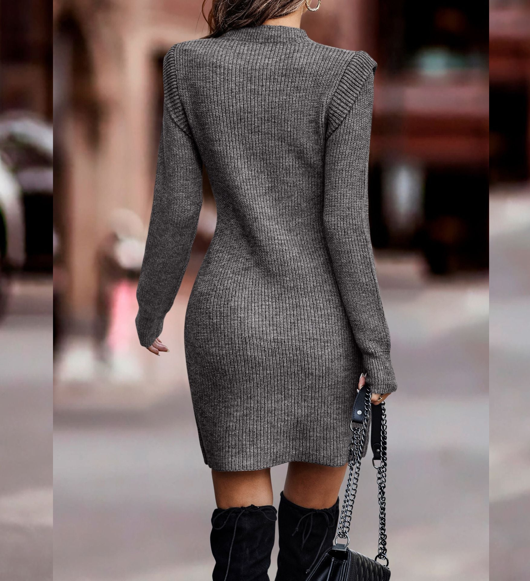 Gisela | Chic knitted dress - Wine red / XXS