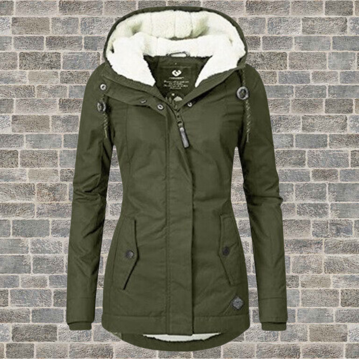 Lotta™ | Cosy sherpa hoodie for cold days - army green / S