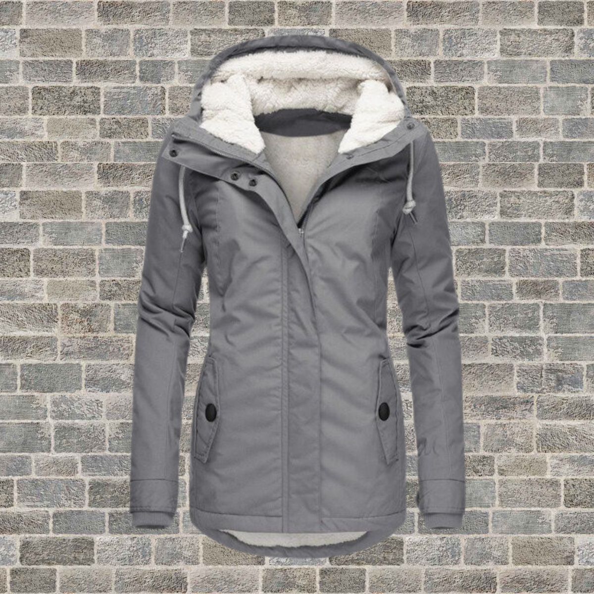 Lotta™ | Cosy sherpa hoodie for cold days - grey / S