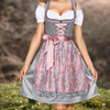 Brigitte - Unique traditional costume for women with apron and blouse - Long Dress - Grey-rosé / S