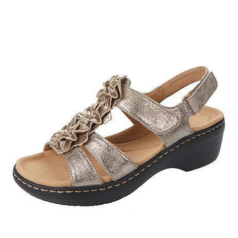 Jovi | Women's Flat Sandals with Ruffled Flower