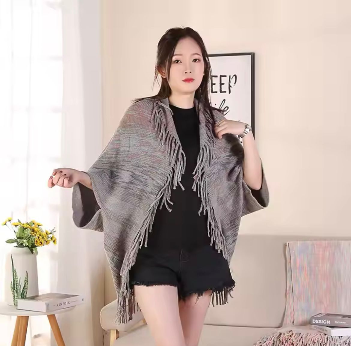 Jule™ | Scarf jacket with elegance - sjaal - Grey / One size fits all