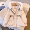 Dalia™ - Elegant winter coat with faux fur - White / XS