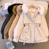 Dalia™ - Elegant winter coat with faux fur - White / XS
