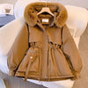 Dalia™ - Elegant winter coat with faux fur - Coffee / XS