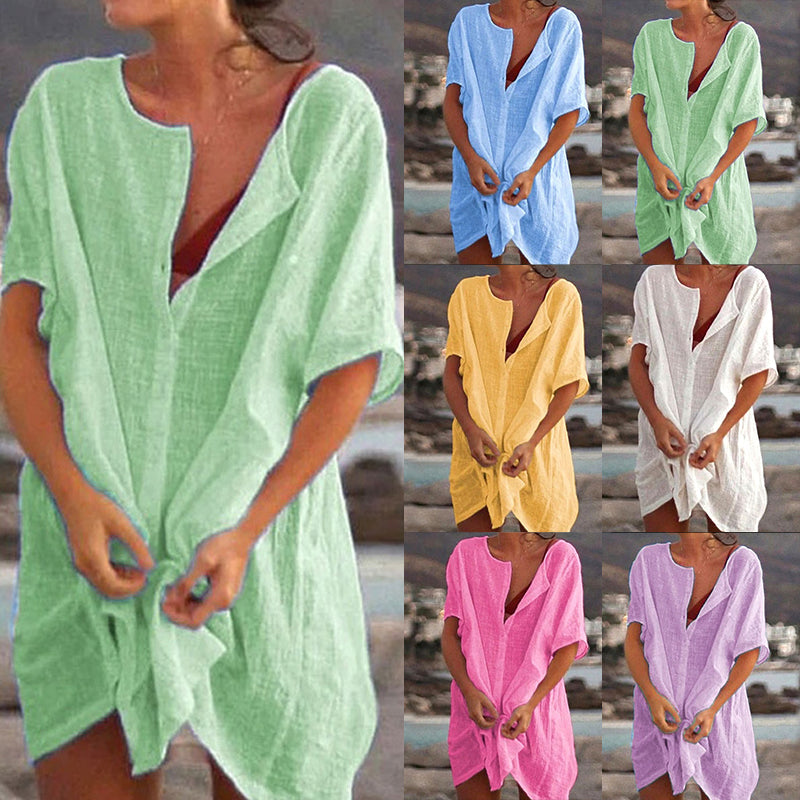 Joey | Simple Long Shirt in Cotton and Linen for Women