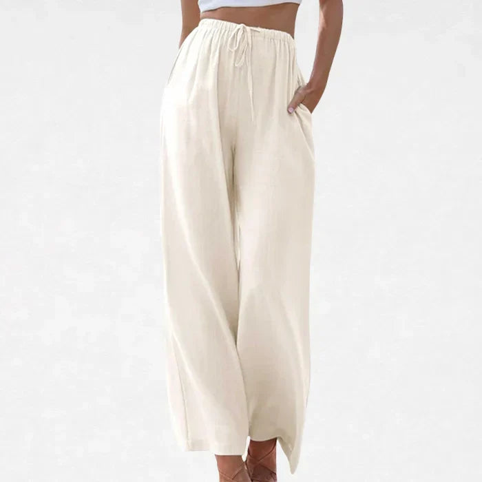 Trixie | Elegant linen trousers - Cream / S