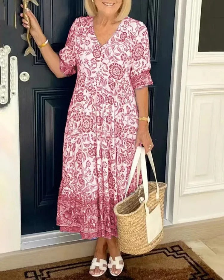 Meredith™ | Boho-Style V-Neck Dress