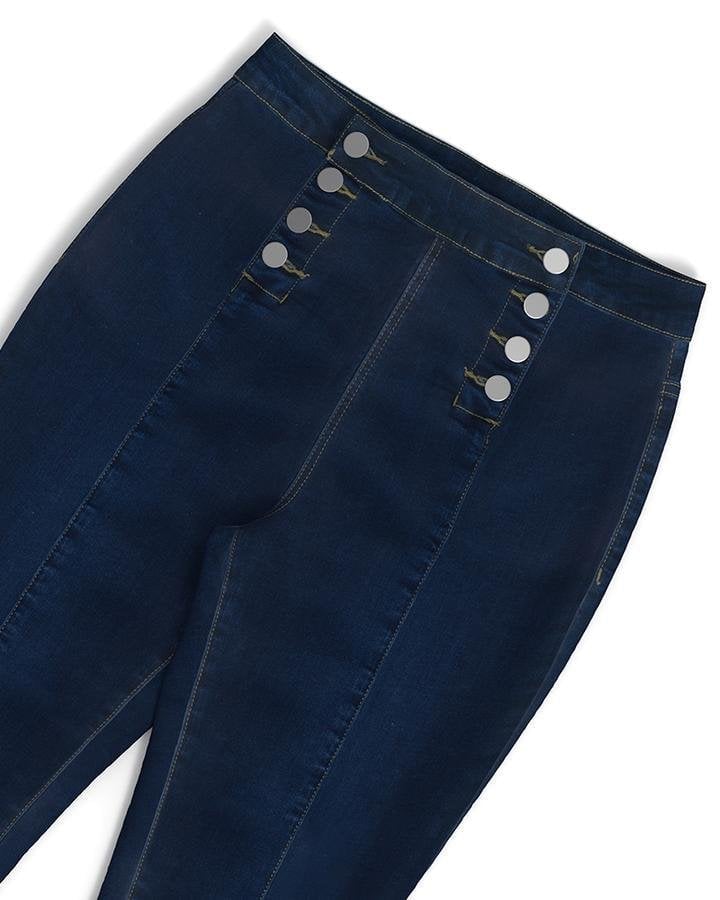 Violetta™ - High-waist jeans with double button placket - Dark blue / S