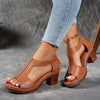 Zinia | Elegant T-Strap Wedge Sandals with Buckle