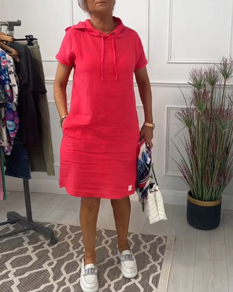 Nyla | Comfortable Short-Sleeved Casual Dress with Hood
