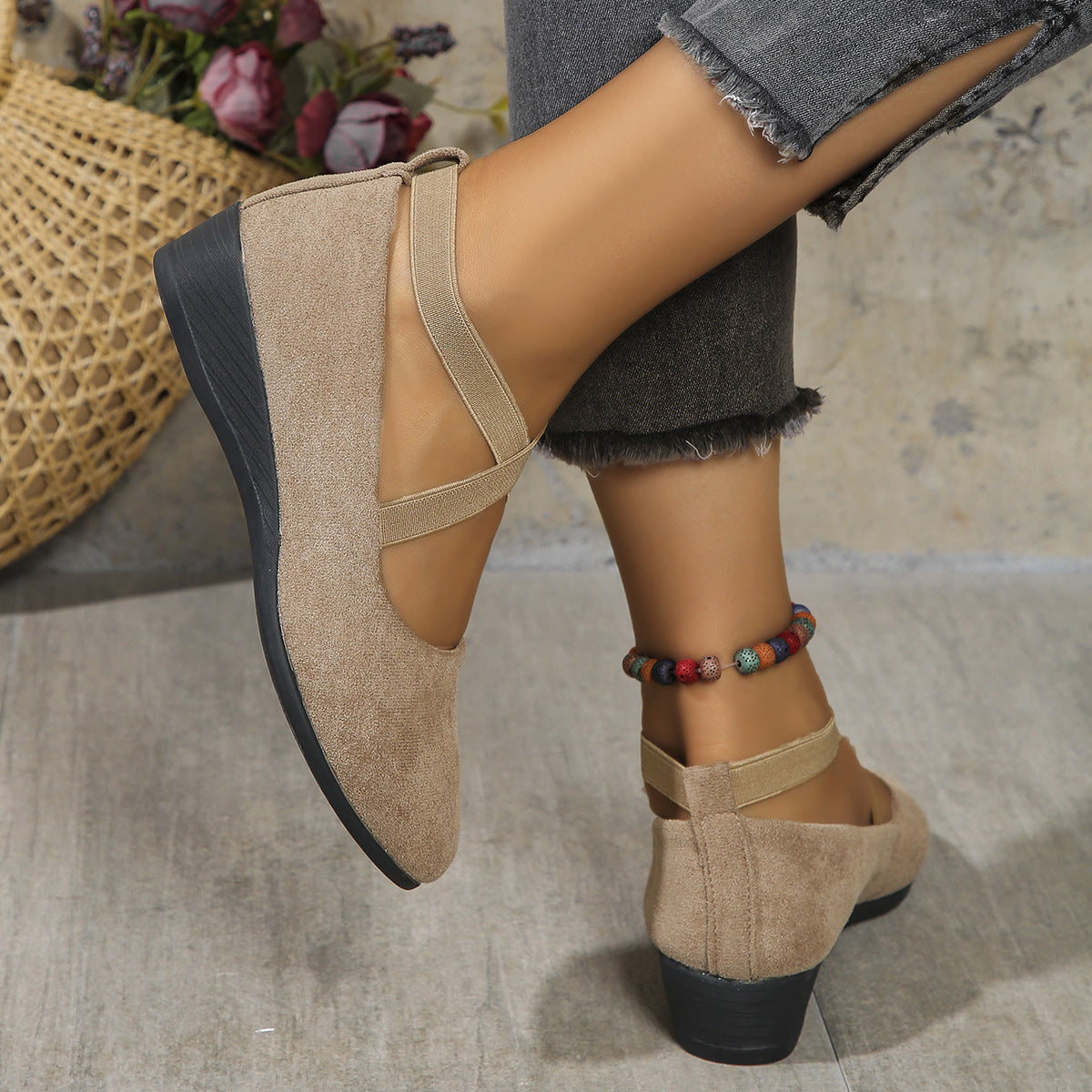 Kelle | Wedge Ballet Flats with Criss-Cross Straps