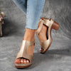 Zinia | Elegant T-Strap Wedge Sandals with Buckle