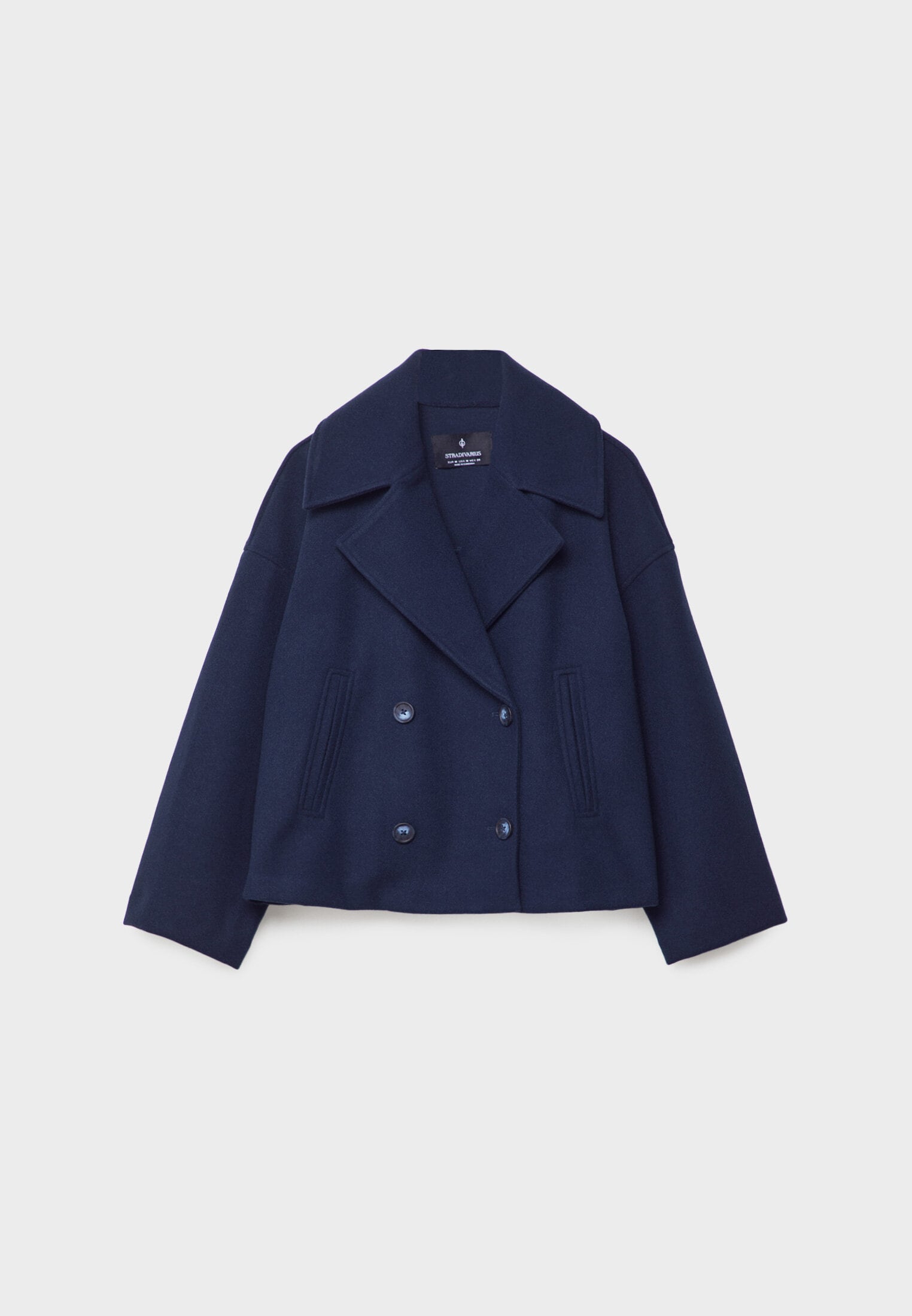 Vespera™ - Short-cut wool coat for women - Navy blue / XS