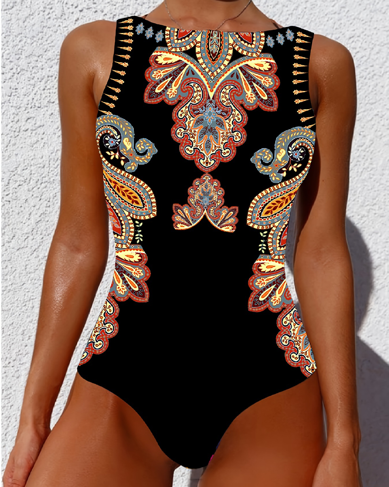 Jazz | Paisley Sleeveless One-Piece Swimsuit