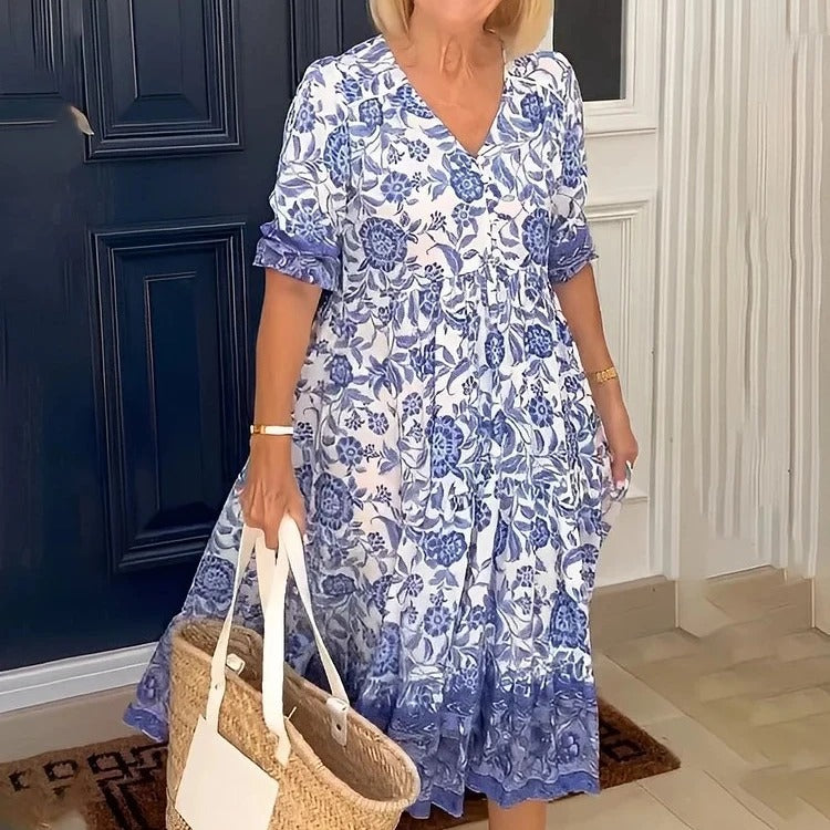 Meredith™ | Boho-Style V-Neck Dress