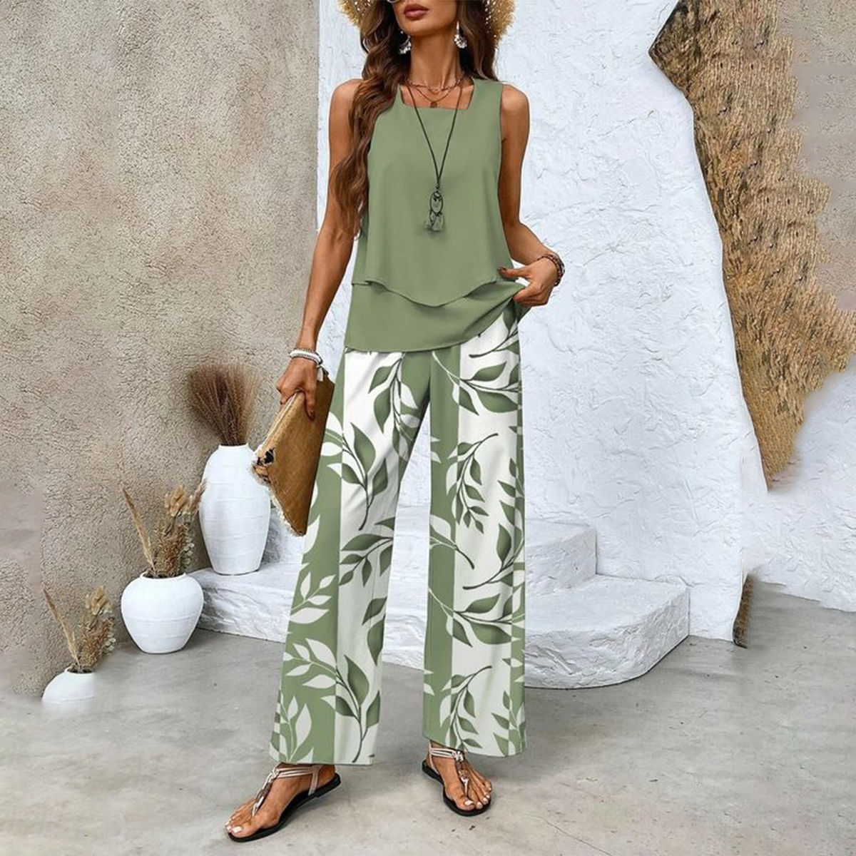 Ratchel | Fashionable Women's Set with Printed Top and Matching Pants