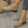 Kelle | Wedge Ballet Flats with Criss-Cross Straps