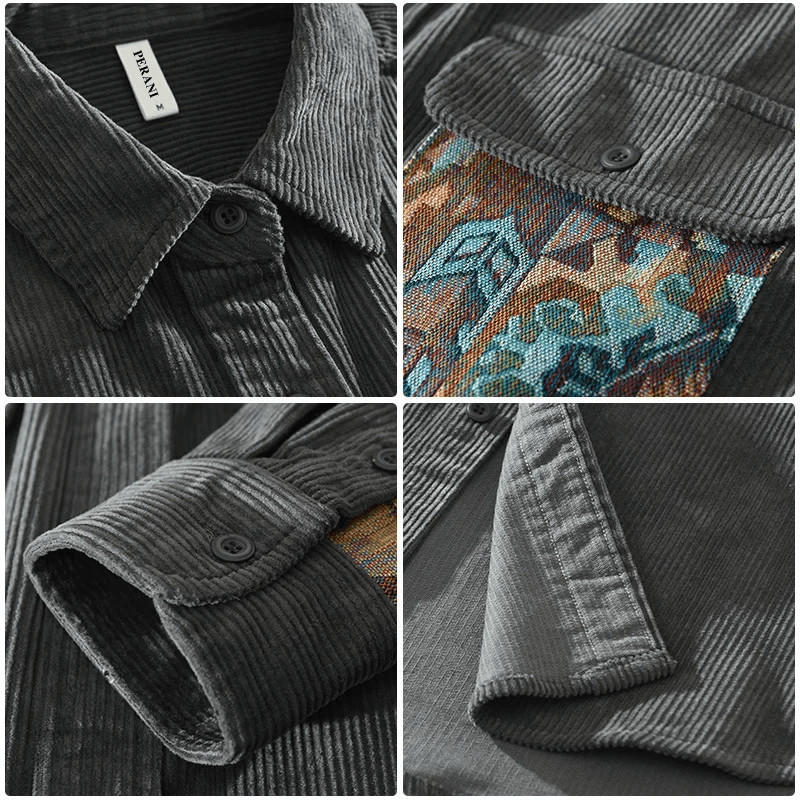 Oskar™ - Modern patchwork shirt - Grey / M