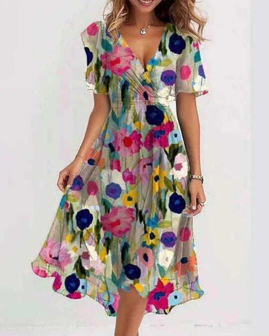 Sonnia | Colorful V-Neck Dress for Summer