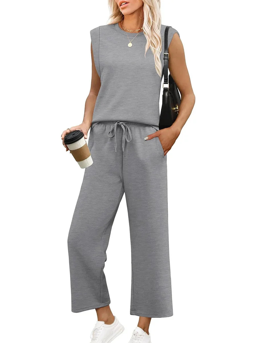 Larra | Casual Two-Piece Set with Short Sleeve and Wide Leg