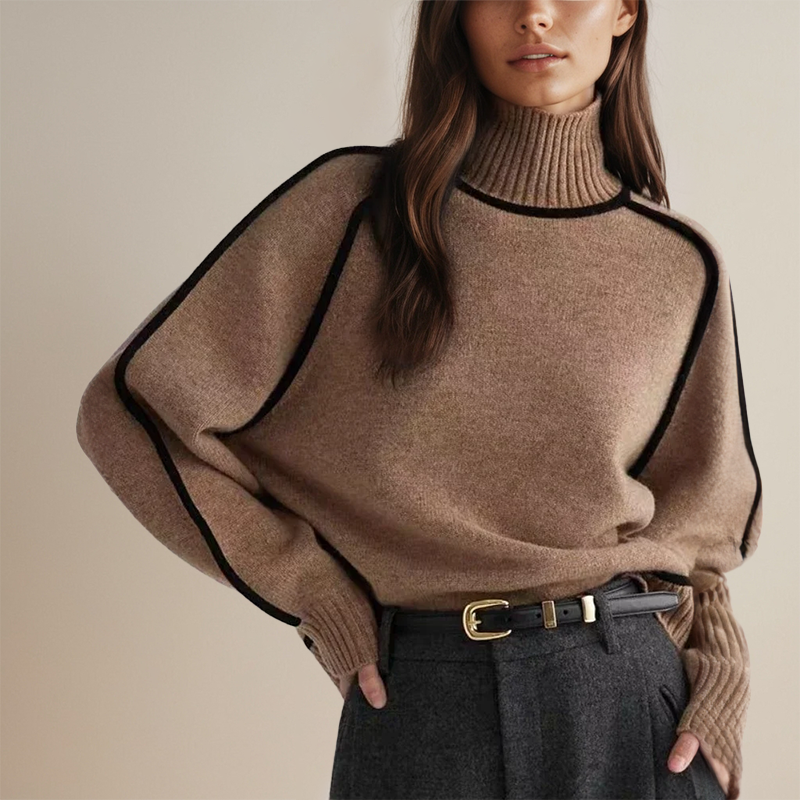 Valeria™ | Chic turtleneck jumper - Brown / S