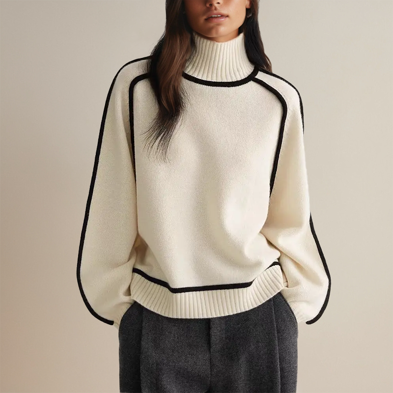 Valeria™ | Chic turtleneck jumper - Beige / S