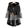 Nia™ | Cuddly soft plush hoodie with print - Dark grey / S