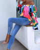 Lia | Colourfully Printed One-Shoulder Casual Top for Women