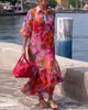 Helena™ | Colourful Printed Dress with Loose Lantern Sleeves