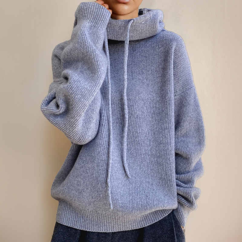 Lina™ | Cosy knitted hoodie - Grey / One size fits all