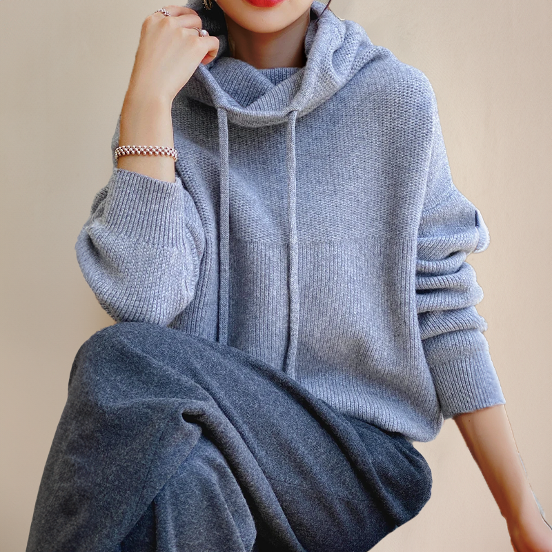 Lina™ | Cosy knitted hoodie - Green / One size fits all