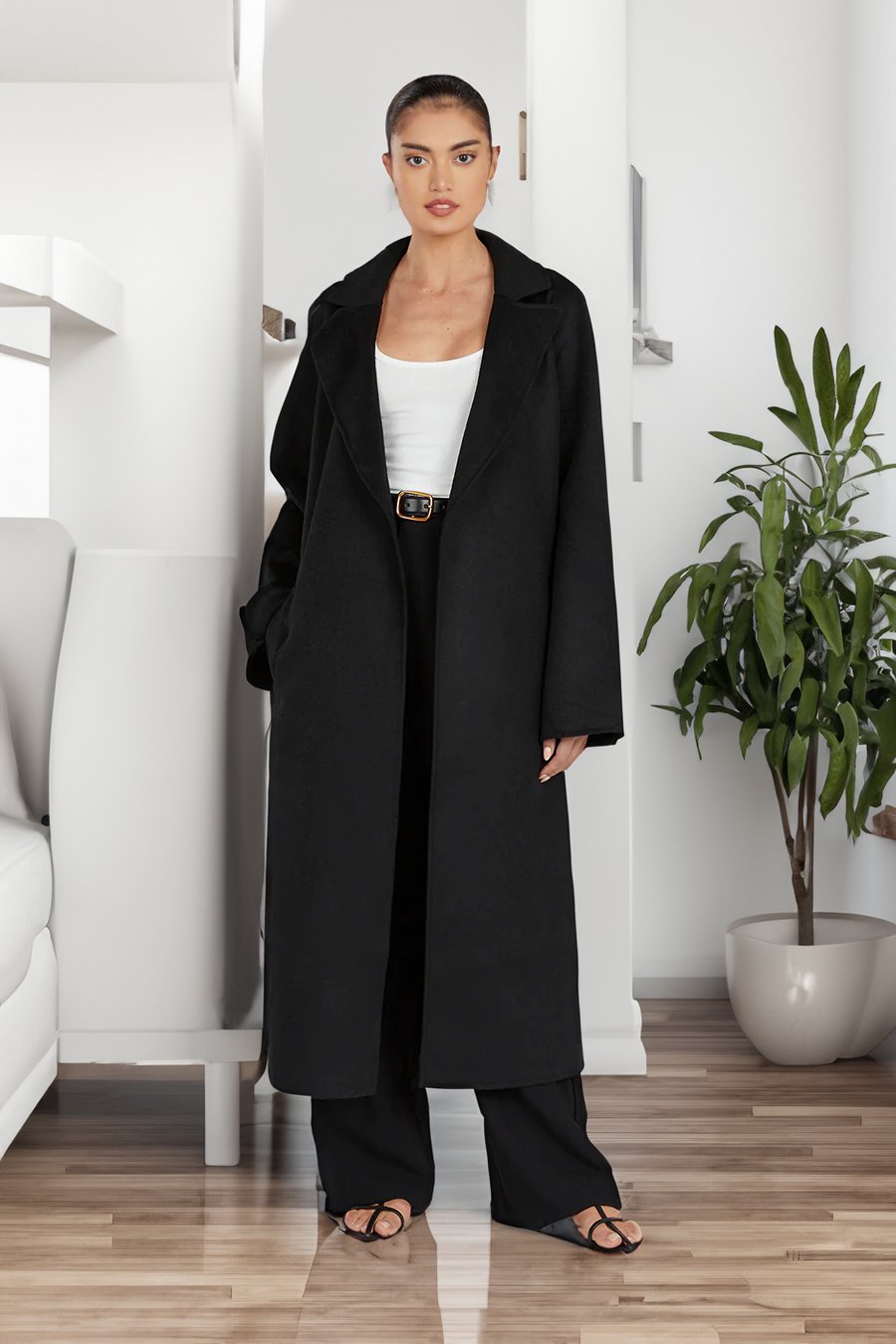 Anouk™ | Classic winter coat with collar - Black / XS