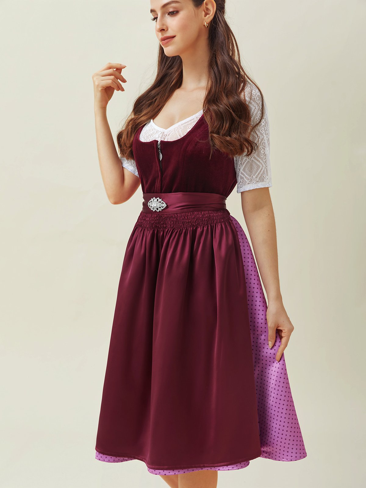 Frieda - Traditional costume for ladies - Long Dress - Chestnut brown / S