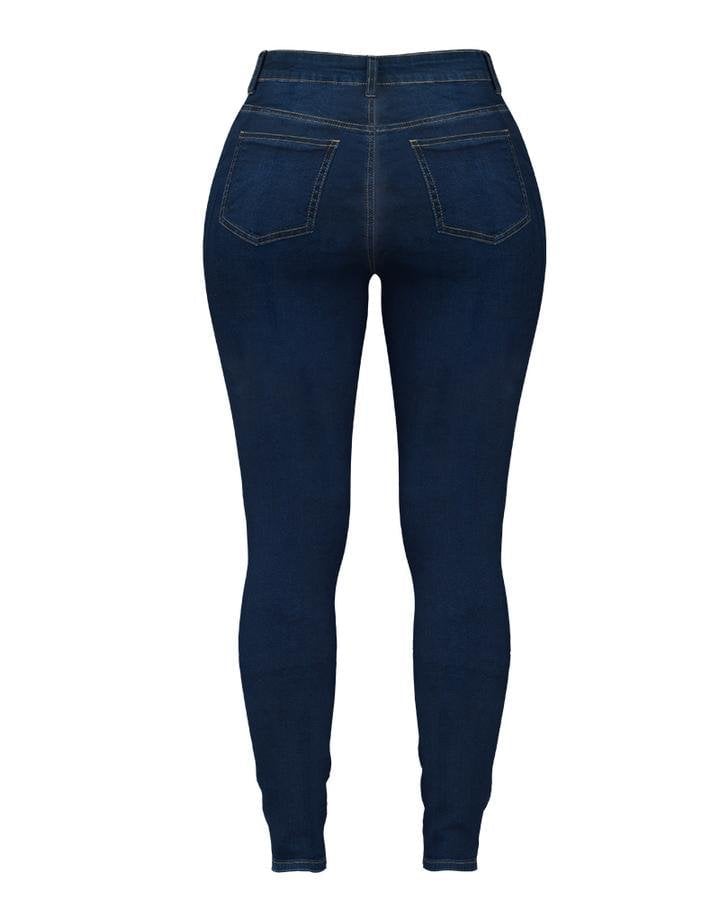Violetta™ - High-waist jeans with double button placket - Dark blue / S